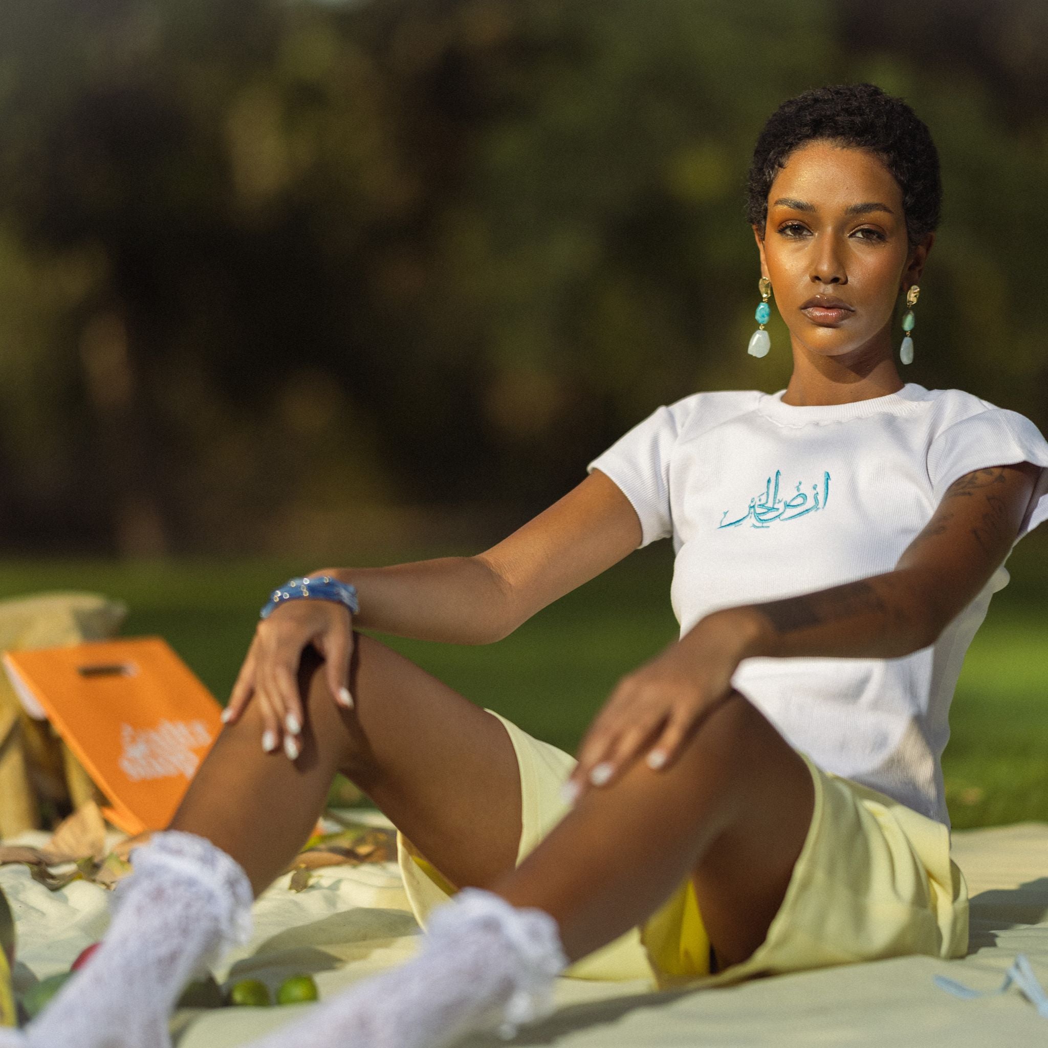White Top & Yellow Shorts Set