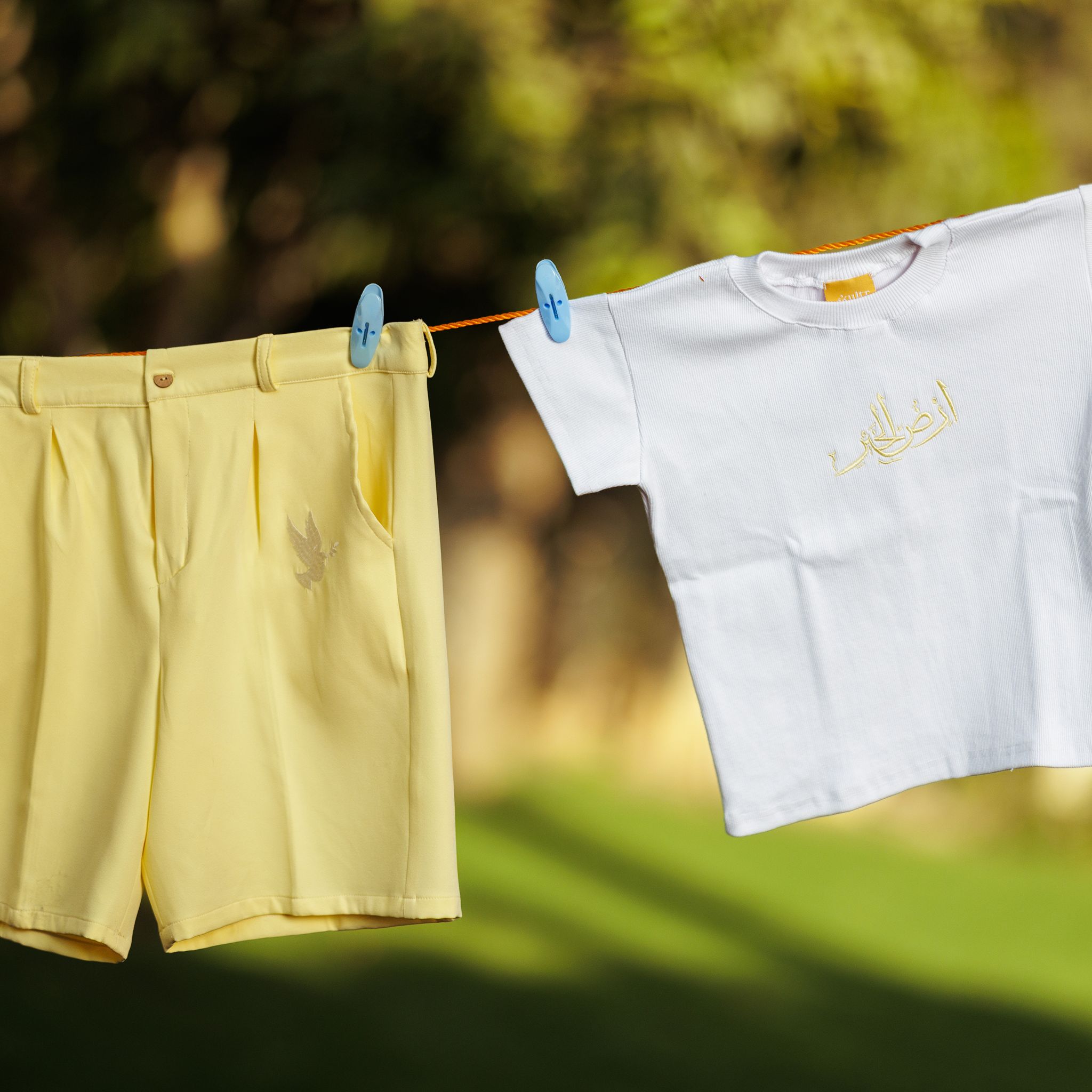 White Top & Yellow Shorts Set