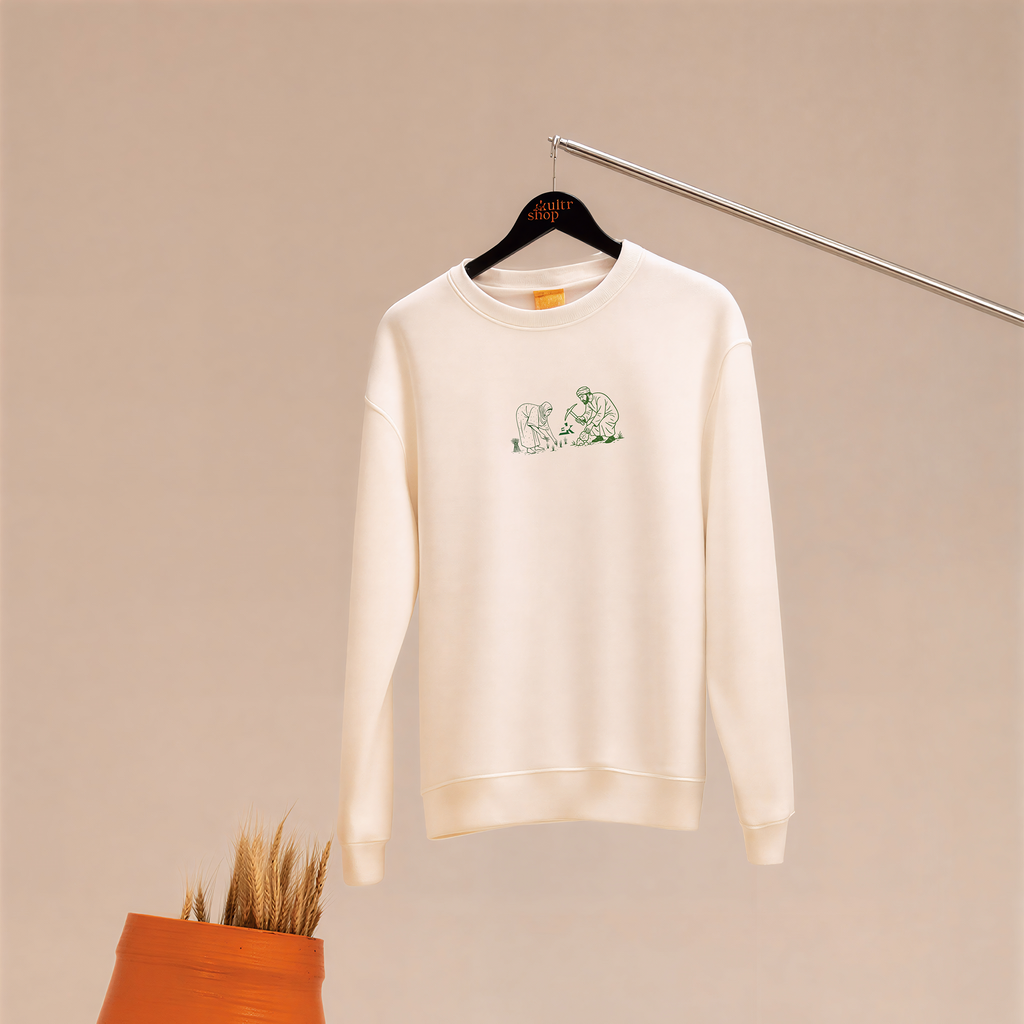 Off-white Sweatshirt & Green Sweatpants Set